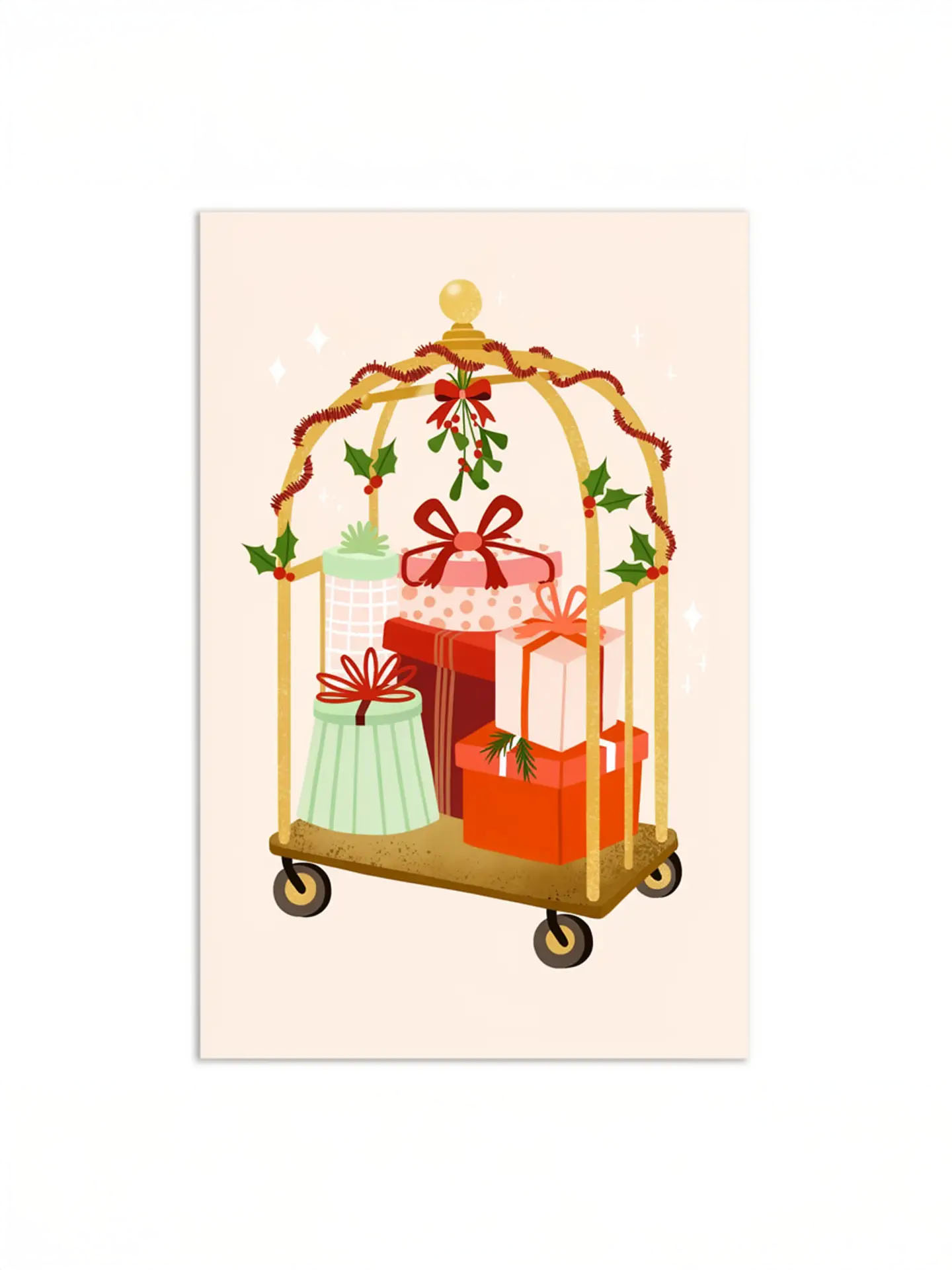 To and from cards - Lobby cart with gifts